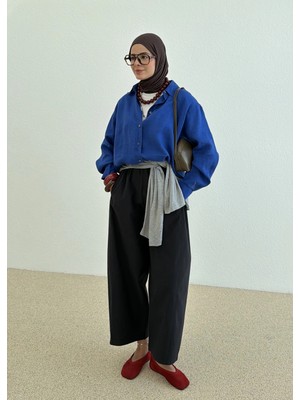Moda Aksa AVELİS BAĞLAMALI BLUZ SAKS MAVİ