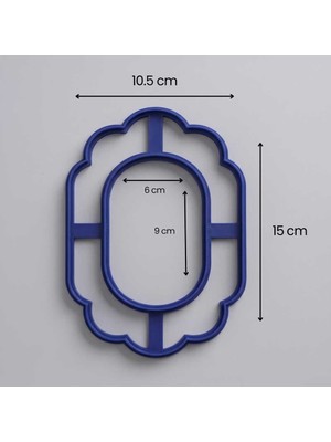 Craftelle Çiçek / Dalga Kenarlı Oval Çerçeve Seramik Kesici Kalıp – Ayna, Fotoğraflık ve Polimer Kil Kalıbı - Krem - 10.5X15 cm