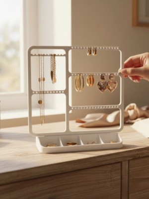 Lunera Accessories Küpe, Yüzük ve Kolye Düzenleyici – 3D Baskı Dekoratif Takı Organizeri