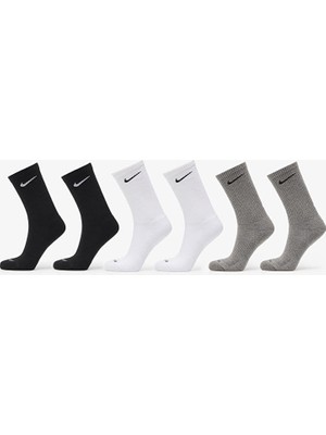 Nike Everyday Plus Pamuklu Unisex Siyah Gri Beyaz  6 Çift Çorap