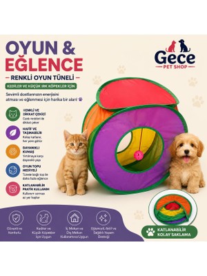 Generic Renkli Katlanabilir Kedi ve Küçük Irk Köpek Oyun Tüneli – Toplu Oyuncak