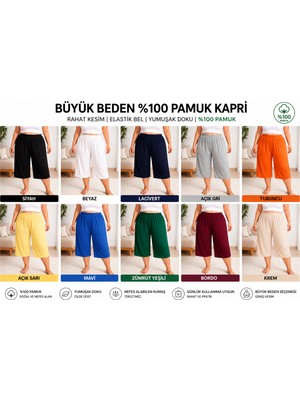 Belirtilmemiş 10’adet Karışık Renk Oversize Pamuk Penye Capri Bermuda Şort Büyük Beden