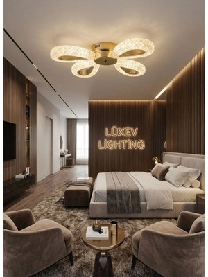 Rain Model 4"lü Gold 3 Renk Modu Ledli Modern Plafonyer Salon Mutfak Çocuk Yatak Odası LED Avize