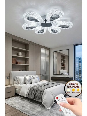 Rain Model 6"lı Kumandalı Gümüş 3 Renk Modu Ledli Modern Plafonyer Salon Mutfak Çocuk Yatak Odası LED Avize