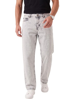 Deepsea Erkek Taş Açık Yıkama Taşlamalı Baggy Fit Likralı Bol Paça Jean Kot Pantolon 2600057