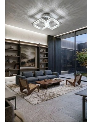 Aria Model 2"li Gümüş 3 Renk Modu Ledli Modern Tavana Sıfır Salon Mutfak Çocuk Yatak Odası LED Avize