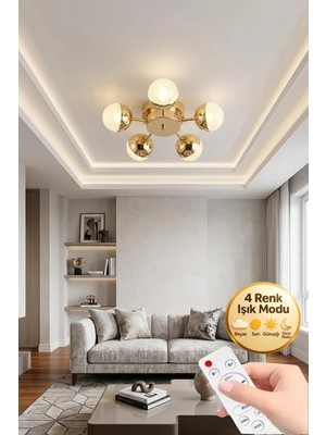 Mia Model Gümüş 5"li Ledli 3 Renk Modu Kristal Salon Mutfak Yatak Çocuk Odası Avize