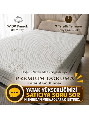 Naturel Fermuarlı Yatak Kılıfı, Yatak Pedi&şiltesi, % 100 Cotton,yıkanabilir, Bej Renk