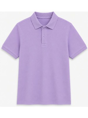 Rozelt Lila Kısa Kollu Polo Yaka Lakos Okul T-Shirt