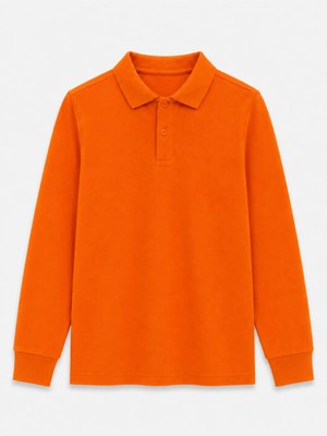 Rozelt Turuncu Uzun Kollu Polo Yaka Lakos Okul T-Shirt