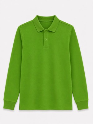 Rozelt Yeşil Uzun Kollu Polo Yaka Lakos Okul T-Shirt