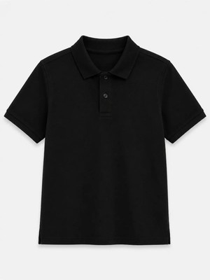 Rozelt Siyah Kısa Kollu Polo Yaka Lakos Okul T-Shirt