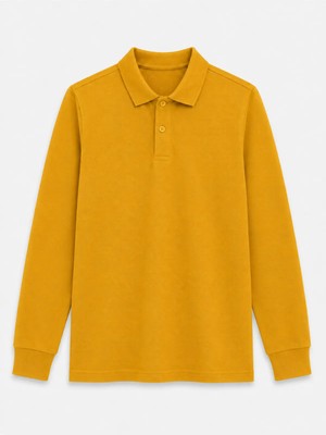 Rozelt Hardal Uzun Kollu Polo Yaka Lakos Okul T-Shirt