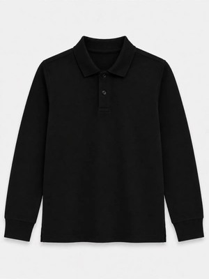 Rozelt Siyah Uzun Kollu Polo Yaka Lakos Okul T-Shirt