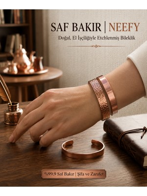 Neefy %99.9 Saf Bakır Bileklik | El Işçiliği Bakır Bileklik | Doğal Bakır Bileklik | Şık ve Zarif