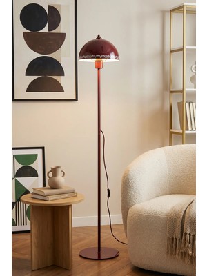 St. Morritz Luna Tulip Tek Ayaklı Bordo Modern Metal Lambader Oturma Odası & Yatak Odası & Salon Lambası