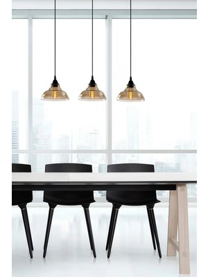 St. Morritz Dilberay Lüks Modern Sıralı Füme Yemek Masası Üstü -Salon 3 Lü Avize