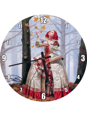 St. Morritz Ormandaki Fantastik Matruşka Kız Duvar Saati (Çap 30X30 Cm)