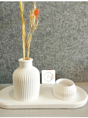 St. Morritz Dekoratif Oval Tepsi Iskandinav Vazo Tealight Mumluk
