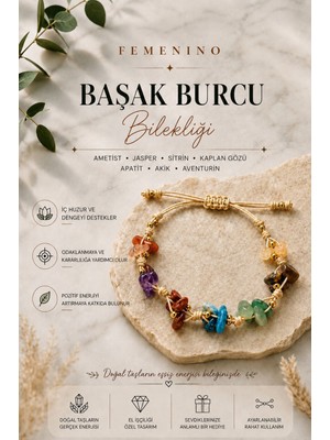 Femenino Başak Burcu Doğal Taş Makrome Bileklik
