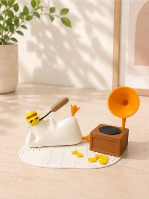 Nure Store Keyif Yapan Sevimli Ördek Masaüstü Eğlenceli Oda Süsü-5 cm