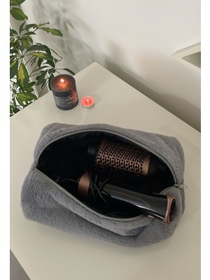 Wooly Joys Gri Peluş Dyson Airwrap Dyson Airstrait Uyumlu Çanta / Seyahat Çantası / Büyük Boy Saç Şekillendirici Çantası / Valiz Içi Organizeri / Kozmetik Taşıma Çantası / 23 Farklı Renk Seçeneğiyle