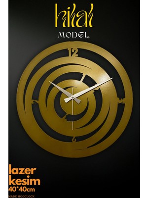 St. Morritz Hilal Model Metal Lazer Kesim Akar Sessiz Mekanizmalı Duvar Saati (40*40 Cm)