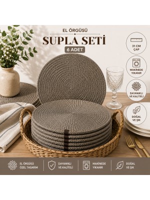 Myistasyon 6 Adet Jüt Supla / Amerikan Servis Lux Sunum Tabak Altlığı