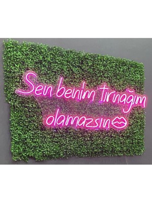 St. Morritz Neon LED Işıklı Sen Benim Tırnağım Olamazsın Yazısı Gece Lambası ve Dekoratif Aksesuar 100X27 cm
