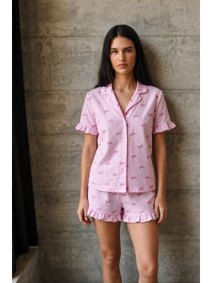 Fit Women Kadın V Yaka Comfort Fit Pembe Pijama Takımı