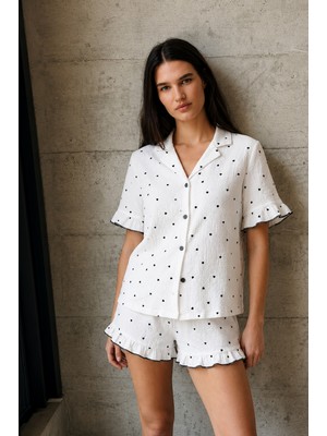 Fit Women Kadın V Yaka Comfort Fit Beyaz Pijama Takımı