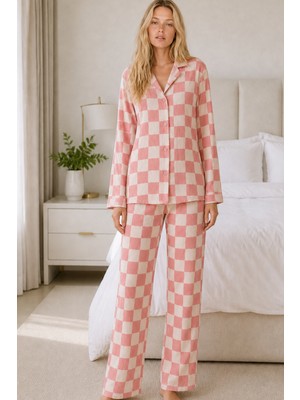 Fit Women Kadın Casual Esnek Bol Pembe Pijama Takımı 4670