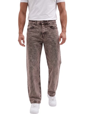 Deepsea Erkek Açık Kahve Yıkamalı Baggy Fit Likralı Bol Kesim Esnek Jean Kot Pantolon 2600059
