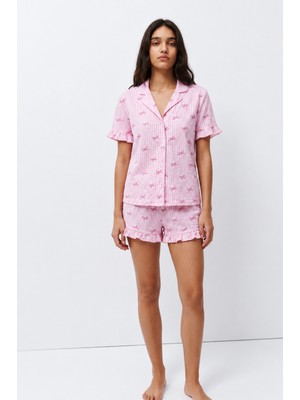 Fit Women Kadın Desenli Trend Pembe Pijama Takımı