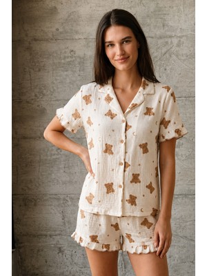 Fit Women Kadın V Yaka Comfort Fit Kar Beyaz Pijama Takımı