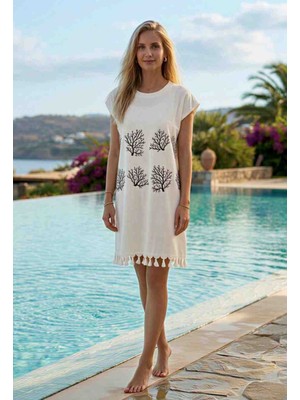 Trendol Fashion Life Plaj Elbisesi Mercan Desenli / Peştemal / Deniz /havuz