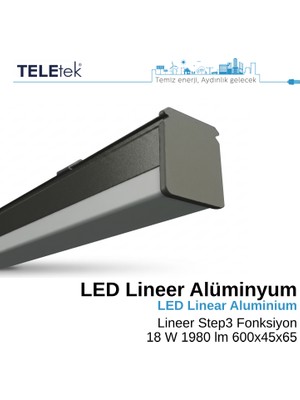 Teletek Siyah Kasa Hareket Acil Durum ve Radar Hareket Sensörlü Lineer 18W LED Armatür, Modern LED Sarkıt Aydınlatma