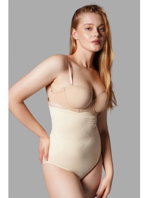 Fit Women Yüksek Bel Şekillendirici Göbek ve Bel Külot Ten Korse 1050