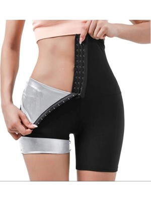 Fit Women Şort Agraflı Sauna Şort Termal Toparlayıcı Yağ Yakmaya ve Kilo Vermeye Yardımcı 4411