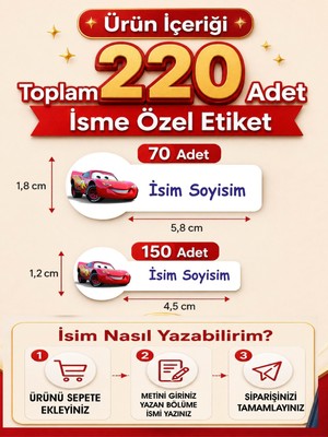 Okul Etiketi Kalem Defter Etiketi Özel Isim Yazılabilen Etiket Arabalı Etiket 210 Adet