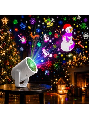 Kuzey Oyuncak Yüksek Kalite Mini LED Yılbaşı Noel Projeksiyon Cihazı Değişen Dönen Noel Figürler Yılbaşı Işığı