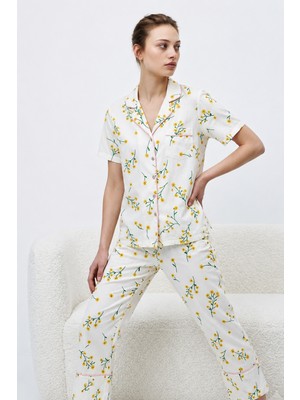 Fit Women V Yaka Kapama Lastik Bel Çok Renkli Pijama Takımı