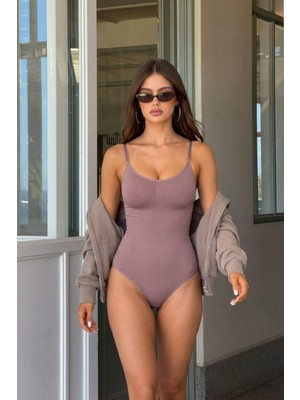 Fit Women Kadın Slip Kalıp Gül Kurusu Body Örme Orta Destek