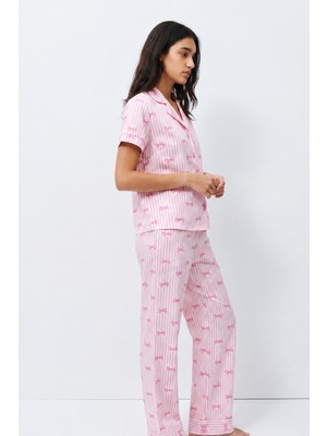 Fit Women Standart Boy Elastanlı Pembe Pijama Takımı
