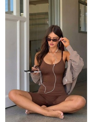 Fit Women Kadın Toparlayıcı Kahve Premium Askılı Body