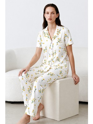 Fit Women Regular V Yaka Günlük Çok Renkli Pijama Takımı