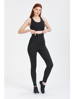 Fit Women Zayıflatan Incelten Sauna Termal Agraflı Kopçalı Korse Tayt 4409