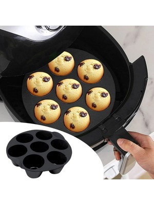 Hepsi Uygunn 7 Gözlü Silikon Çok Amaçlı Airfryer Muffin Cupcake Kek ve Çörek Pişirme Kalıbı