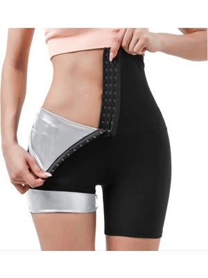 Fit Women Şort Agraflı Sauna Şort Termal Toparlayıcı Yağ Yakmaya ve Kilo Vermeye Yardımc 4411