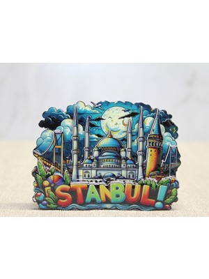 Evaglow Ahşap Istanbul Temalı Magnet